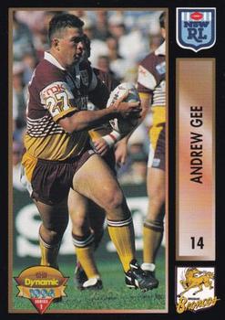 1994 Dynamic Rugby League Series 1 #14 Andrew Gee Front